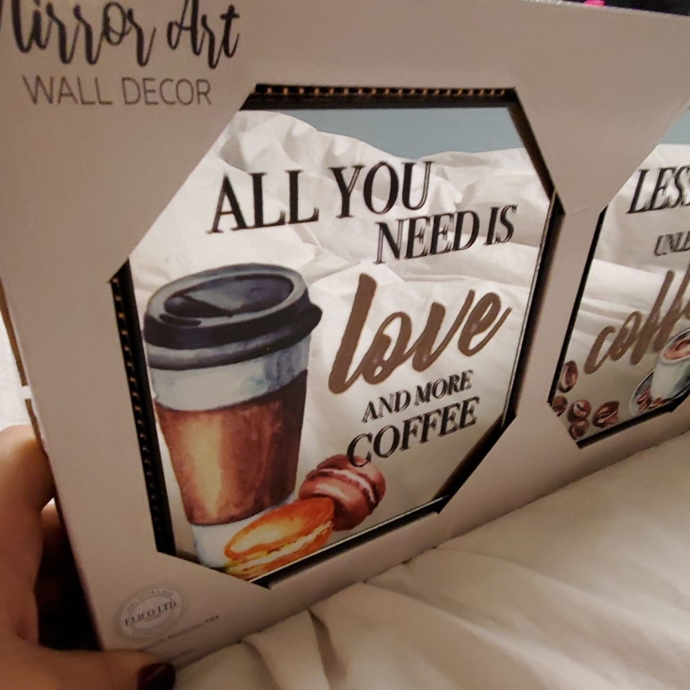 Mirror art wall decor coffee themed